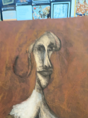 Mid-Century Modernist Female Portrait – Mixed Media Monoprint / Collagraph