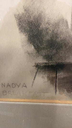 Framed Charcoal Portrait of a European Village Woman  28x34