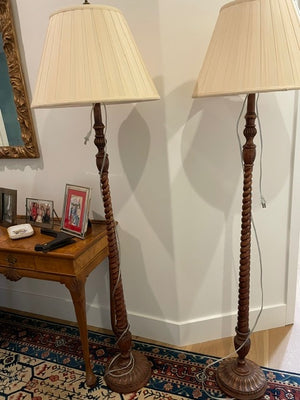 Restoration Hardware Floor Lamps With Shades (Pair)