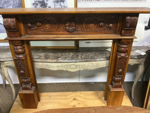 Carved Walnut Fireplace Mantel 60x9x48