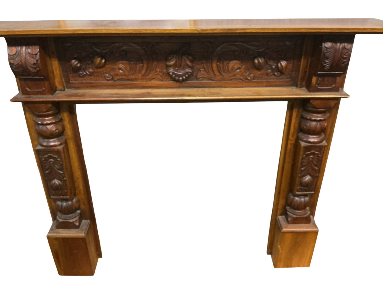 Carved Walnut Fireplace Mantel 60x9x48