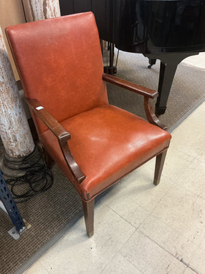 Vintage Wooden Nailhead Leather Armchair