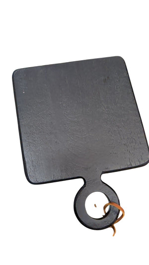 Square Black Wooden Serving/Cheese Board With Circular Handle
