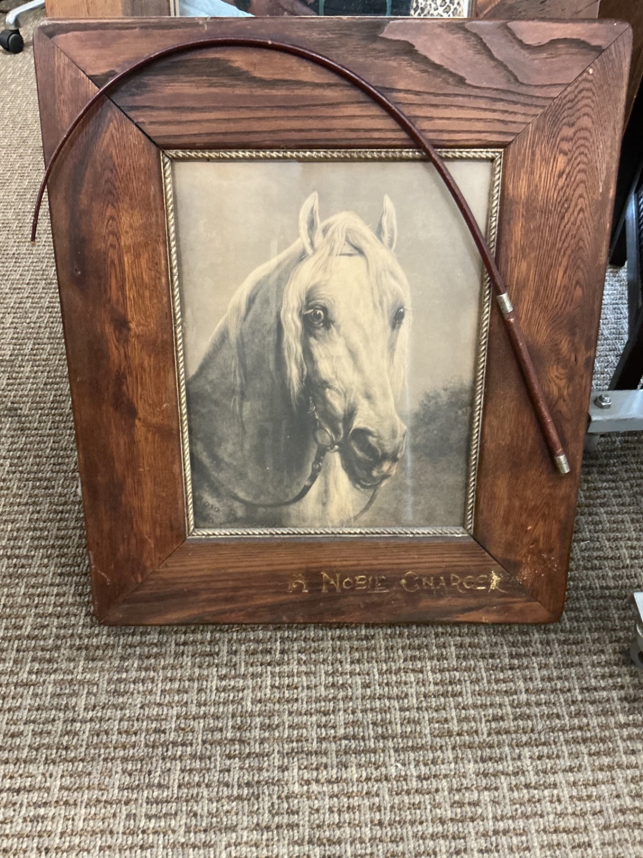 vintage framed print titled "A Noble Charger"