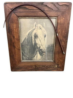 “A Noble Charger” Framed Horse Print with Riding Crop 21 x 25
