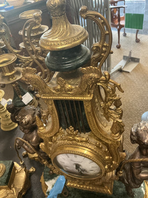vintage Italian Empire-style or Victorian-style figural mantel clock,