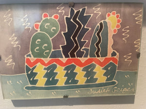 Judith Geiger Signed Cactus Still Life, 4" x 6", 1989