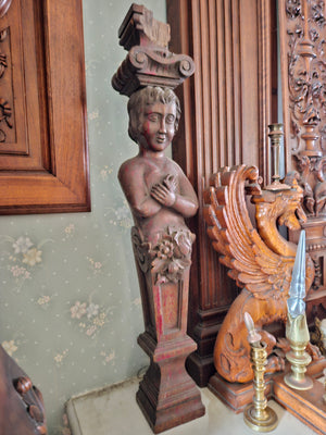 French figural pilasters, walnut Walnut French walnut / noyer