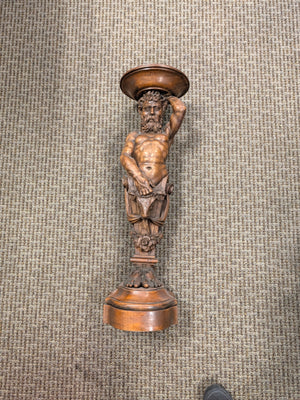 Atlantis Hand Carved in French Walnut Wood 19th Century Columns, PAIR 29" x 9"