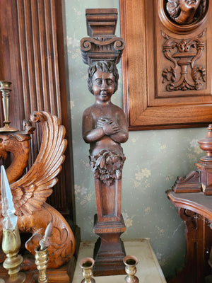 French figural pilasters, walnut Walnut French walnut / noyer