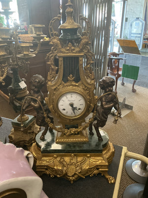 vintage Italian Empire-style or Victorian-style figural mantel clock,