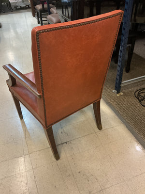 Vintage Wooden Nailhead Leather Armchair
