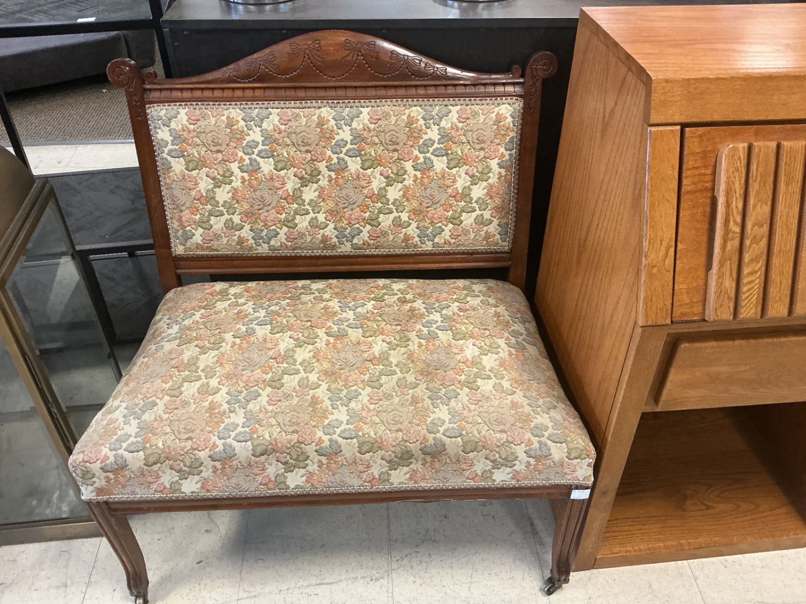 Vintage  Armless Settee 34”W