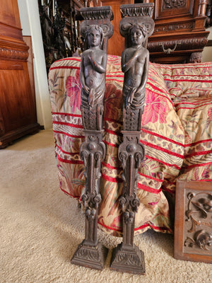 French carved oak pilasters Dark Oak French carved oak