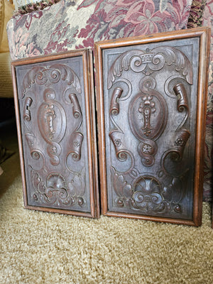 French carved panel, renaissance revival, walnut Dark Walnut French walnut / noyer