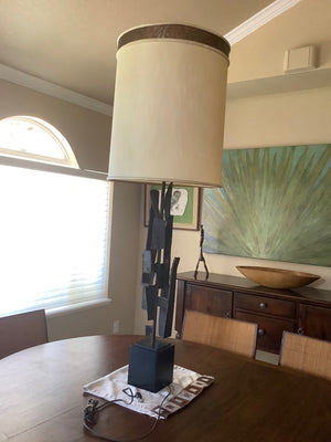 Mid Century Modern Brutalist “Assemblage” large table lamp by Richard Barr 