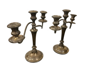 Vintage Sterling Silver Three-Light Candelabras Pair