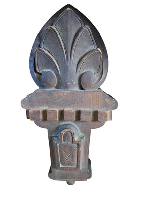 Carved Walnut Wood 19th Century Fleur-de-lis 16" x 8"