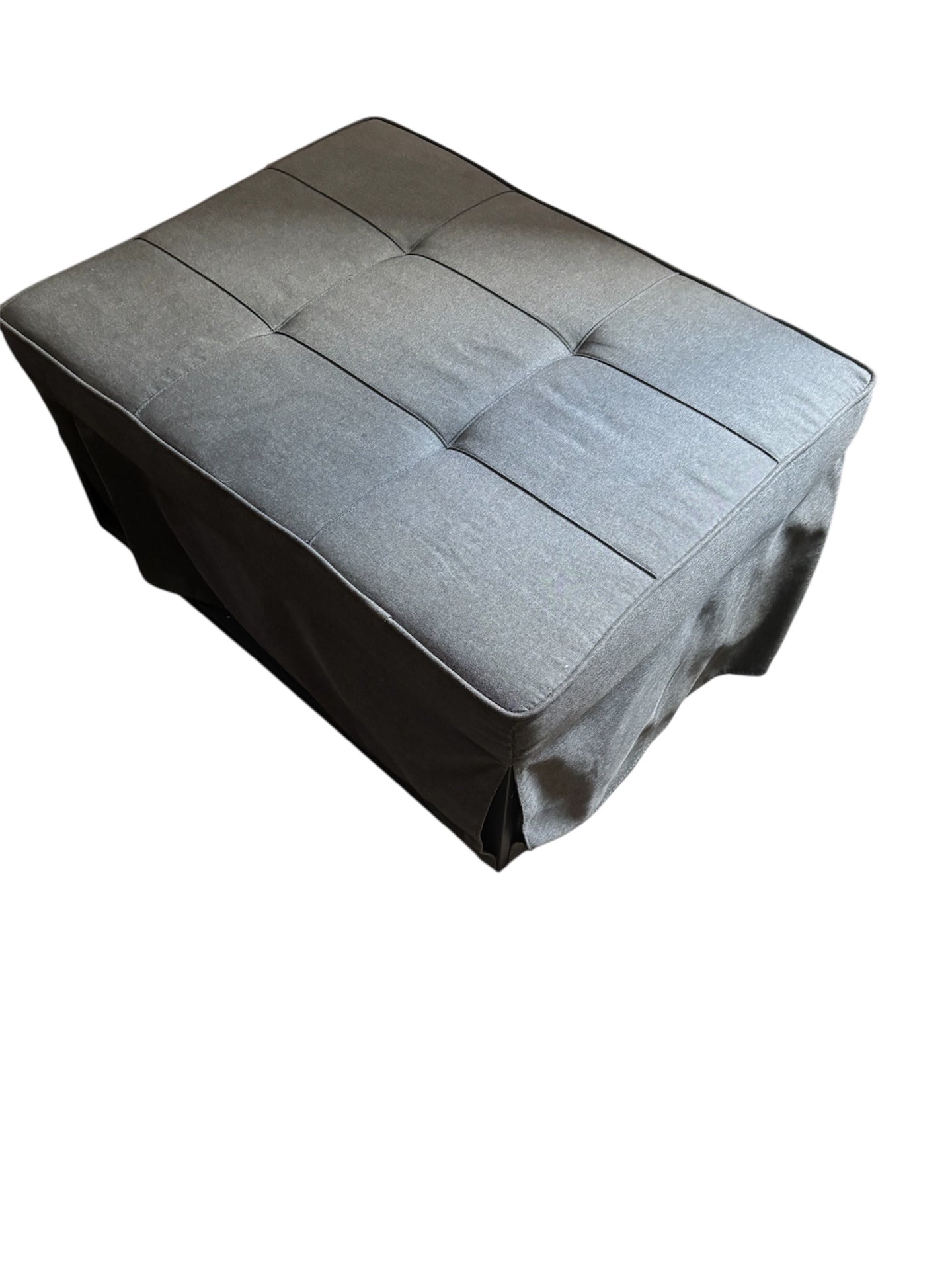 Dark Gray Tufted Convertible 4 In 1 Ottoman Chair Lounge Sofa Twin Bed With Pillow 34” x 25.5”