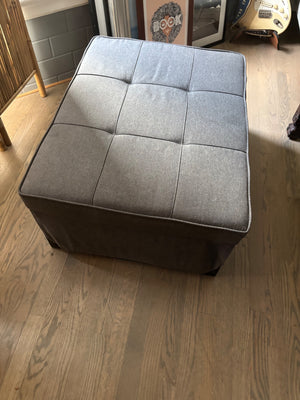 Dark Gray Tufted Convertible 4 In 1 Ottoman Chair Lounge Sofa Twin Bed With Pillow 34” x 25.5”