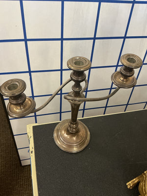 Vintage Sterling Silver Three-Light Candelabras Pair