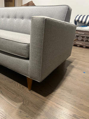 Gray Tufted Mid Century Style Wooden Peg Leg Accent Chair (Matches Sofa) 33” x 34.5”