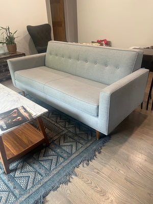 Gray Tufted Mid Century Style Wooden Peg Leg Accent Chair (Matches Sofa) 33” x 34.5”