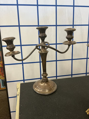 Vintage Sterling Silver Three-Light Candelabras Pair