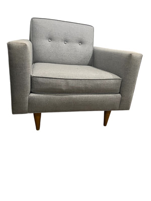 Gray Tufted Mid Century Style Wooden Peg Leg Sofa 72” x 33”