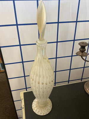 Vintage Murano  Art Glass Decanter with Leaf Stopper 21" H