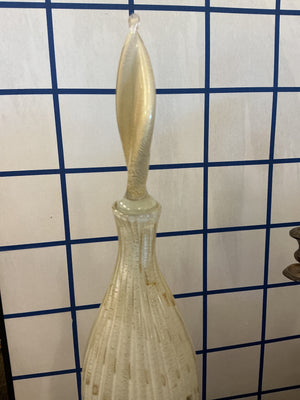 Vintage Murano  Art Glass Decanter with Leaf Stopper 21" H