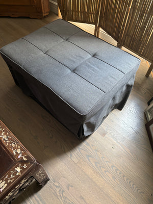 Dark Gray Tufted Convertible 4 In 1 Ottoman Chair Lounge Sofa Twin Bed With Pillow 34” x 25.5”