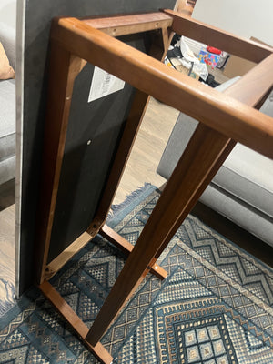 2 Tiered Coffee Table With Faux Marble Top & Wooden Frame