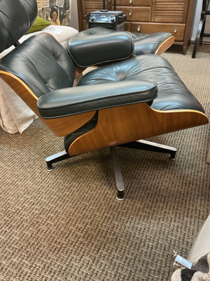 Authentic Herman Miller Eames 670 Lounge Chair & 671 Ottoman – Evergreen Leather & Molded Plywood