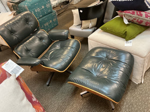 Authentic Herman Miller Eames 670 Lounge Chair & 671 Ottoman – Evergreen Leather & Molded Plywood