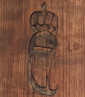 Danish Christian VII Corner Cupboard Hand Made Pine Reeded Door Panel Circa 1806 75” x 39” x 25”