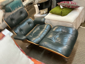 Authentic Herman Miller Eames 670 Lounge Chair & 671 Ottoman – Evergreen Leather & Molded Plywood