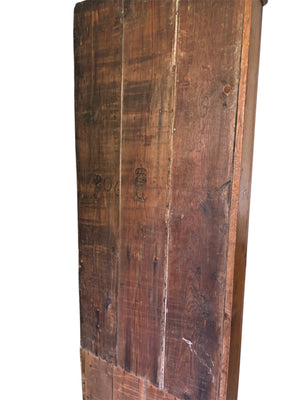 Danish Christian VII Corner Cupboard Hand Made Pine Reeded Door Panel Circa 1806 75” x 39” x 25”