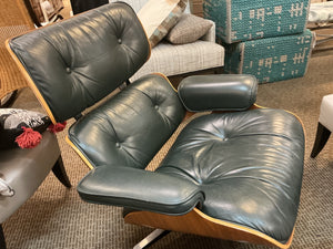 Authentic Herman Miller Eames 670 Lounge Chair & 671 Ottoman – Evergreen Leather & Molded Plywood