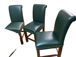 High Back Leather Nailhead Chairs (set of 3)