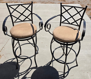 Set of 2 Barstools Metal / Fabric