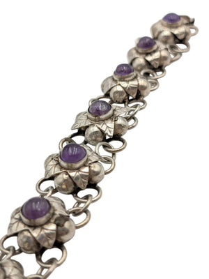 Bracelet Sterling Silver w/ Amethyst Flowers TAXCO
