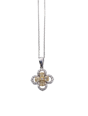 Necklace 18k White & Yellow Gold w/ Diamonds Flower # 3