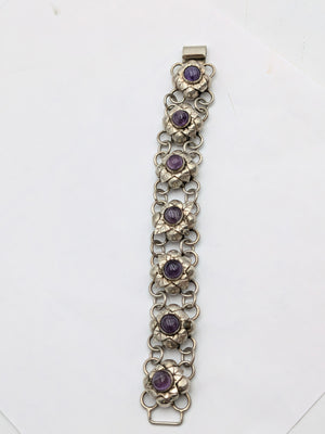 Bracelet Sterling Silver w/ Amethyst Flowers TAXCO