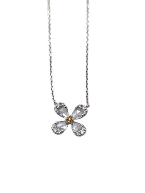 Necklace 18k White & Yellow Gold w/ Diamonds Flower # 1