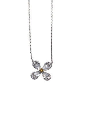 Necklace 18k White & Yellow Gold w/ Diamonds Flower # 1