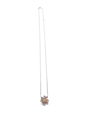 Necklace 18k White & Yellow Gold w/ Diamonds Flower # 4