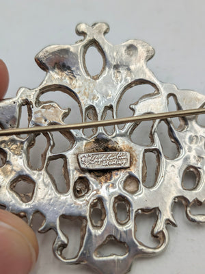 Brooch Sterling Silver Face w/ Angels