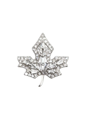 Pendant 18k White Gold Maple Leaf w/ Diamonds