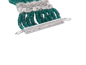 Bracelet 18k White Gold w/ Diamonds & Beaded Emeralds